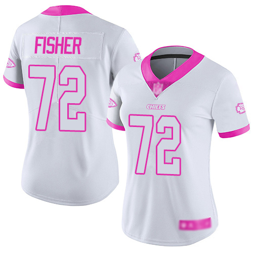 Women Kansas City Chiefs #72 Fisher Eric Limited White Pink Rush Fashion Football Nike NFL Jersey->youth nfl jersey->Youth Jersey